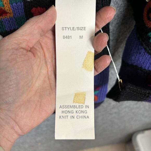 Vintage 80s Womens Embroidered Elephant 3-D Sweater Size M Rhinestones Eclectic - Picture 6 of 13